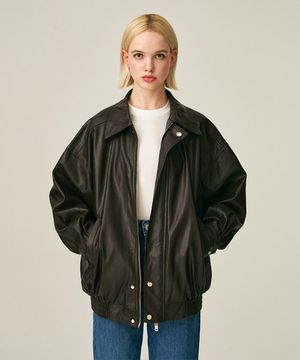 (UNISEX)9130 VINTAGE LEATHER JACKET_BROWN