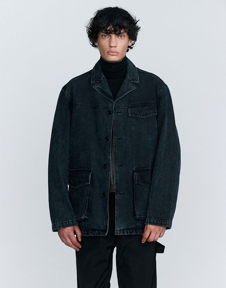 OVERSIZED DENIM FIELD JACKET (BLACK)