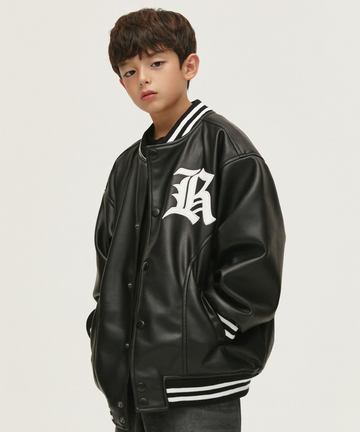 테이크이지 키즈(TAKEASY KIDS) 버핑  바시티 자켓(블랙)