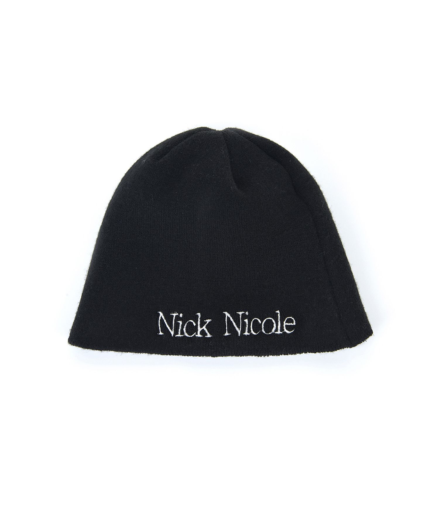 MUSINSA | NICK&NICOLE NICOLE MINIMAL LOGO BEANIE_BLACK