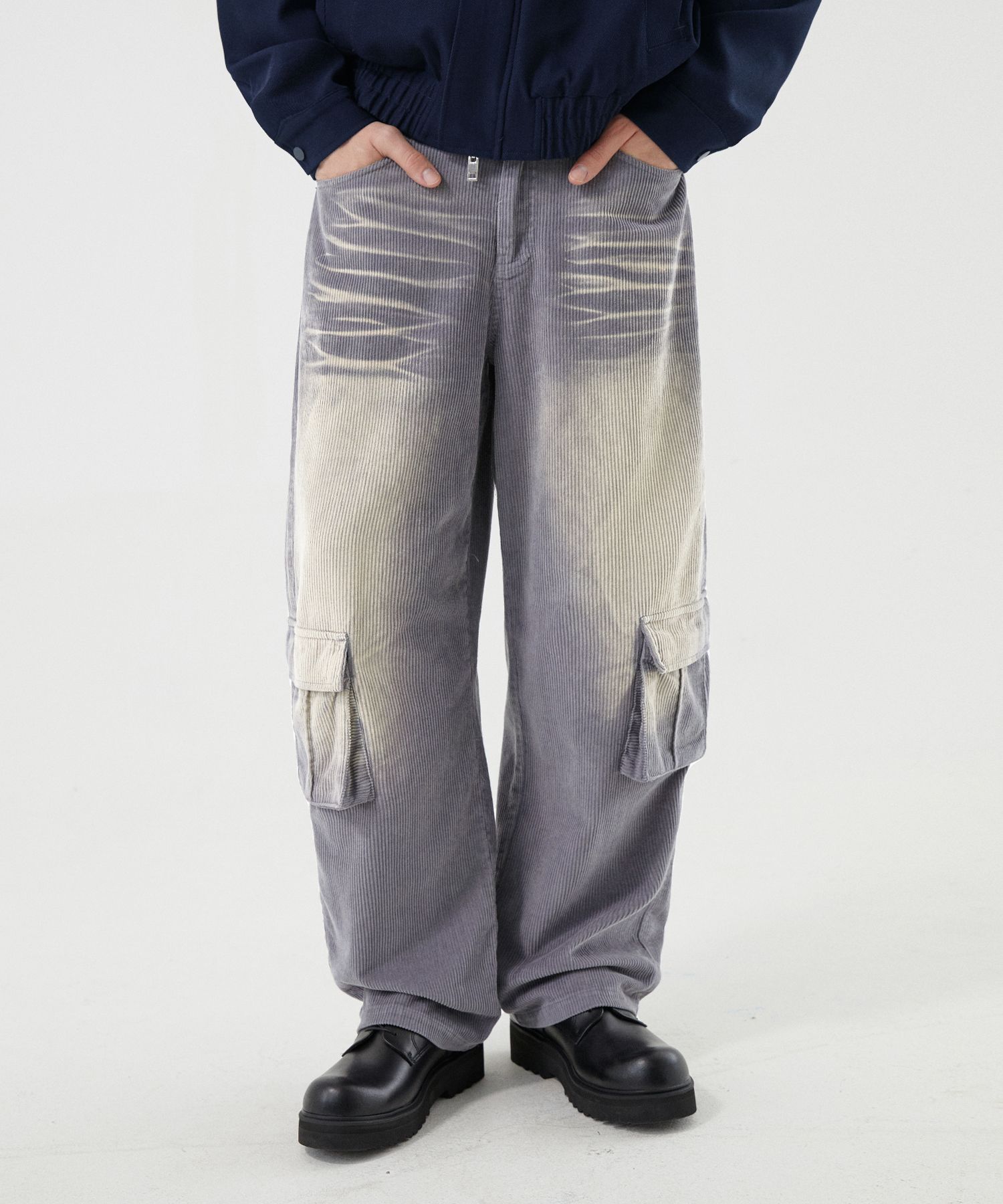 ★TRILLION★ Vintage Washed Corduroy Wide Cargo Pants GRAY T MUSINSA | TRILLION Vintage washed corduroy wide cargo pants