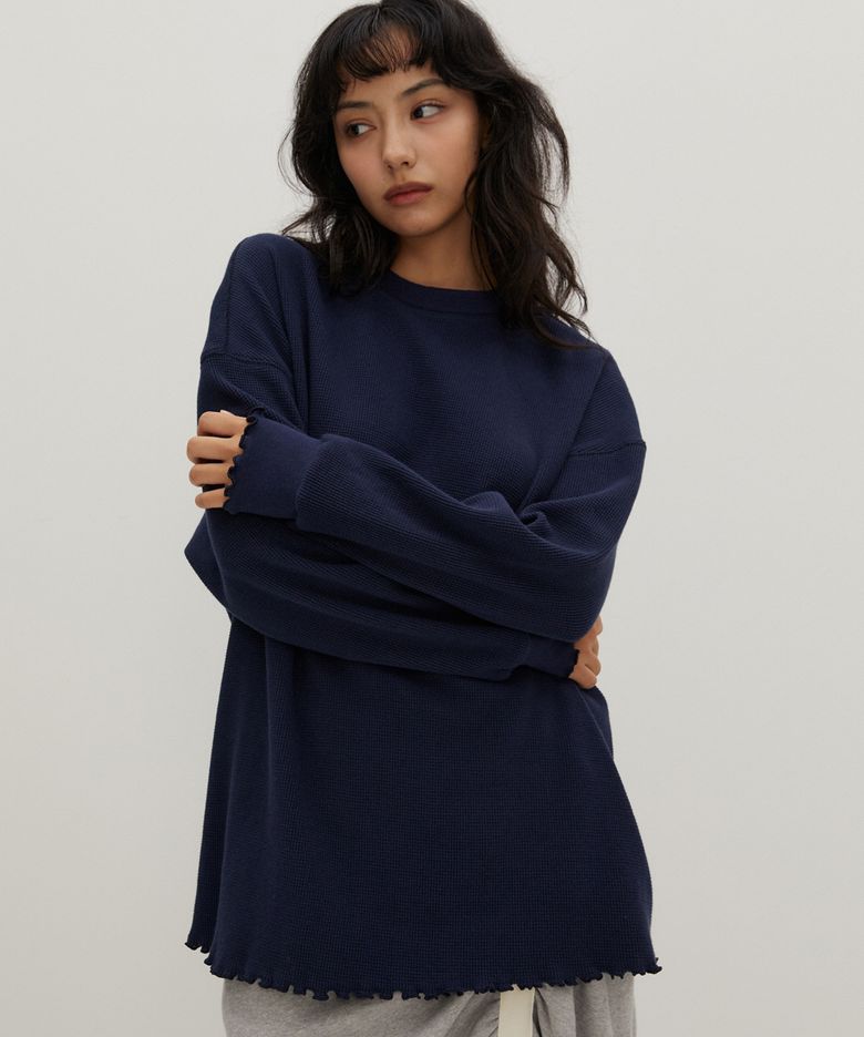 루즈핏 인터록 티셔츠 네이비