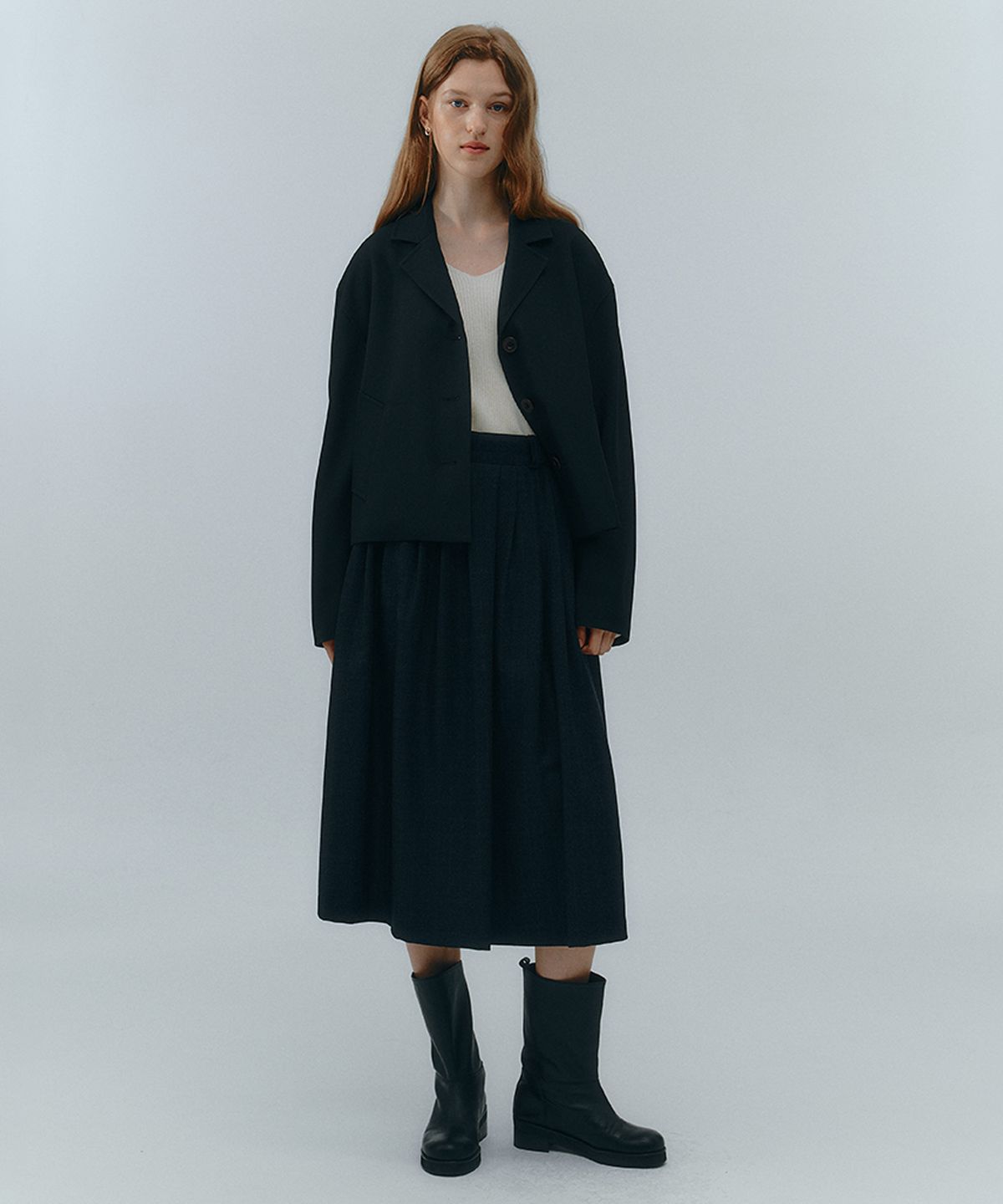러브어스유(LOVEUSU) Checkered Maxi Skirt (charcoal)