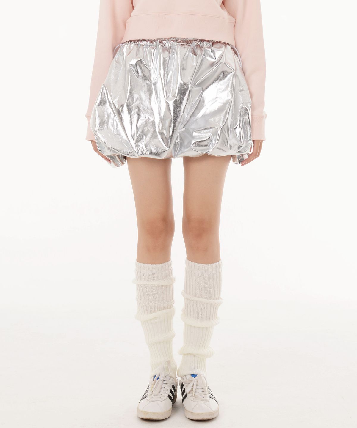 피스메이커(PIECE MAKER) NYLON SHIRRING PUMPKIN SKIRT (SILVER)