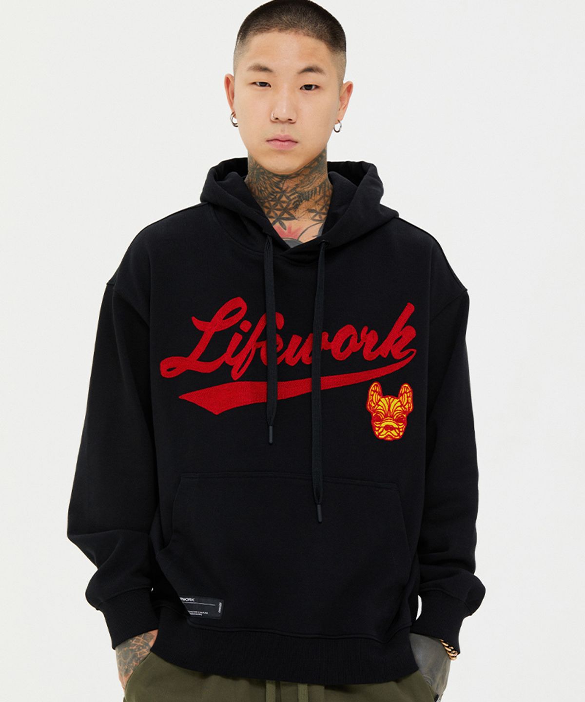 라이프워크(LIFEWORK) 체인 스티치 후드 티셔츠