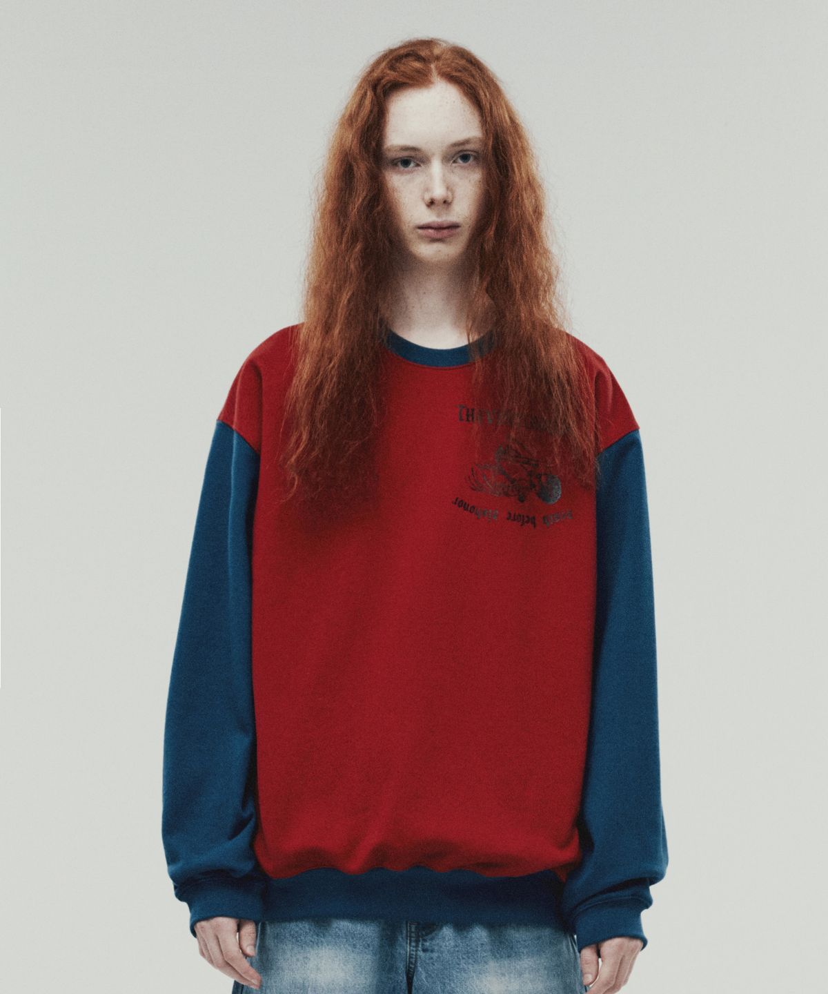 더바이닐하우스(THEVINYLHOUSE) PRAY FOR SWEATSHIRTS RED (VH2DFUM448A)