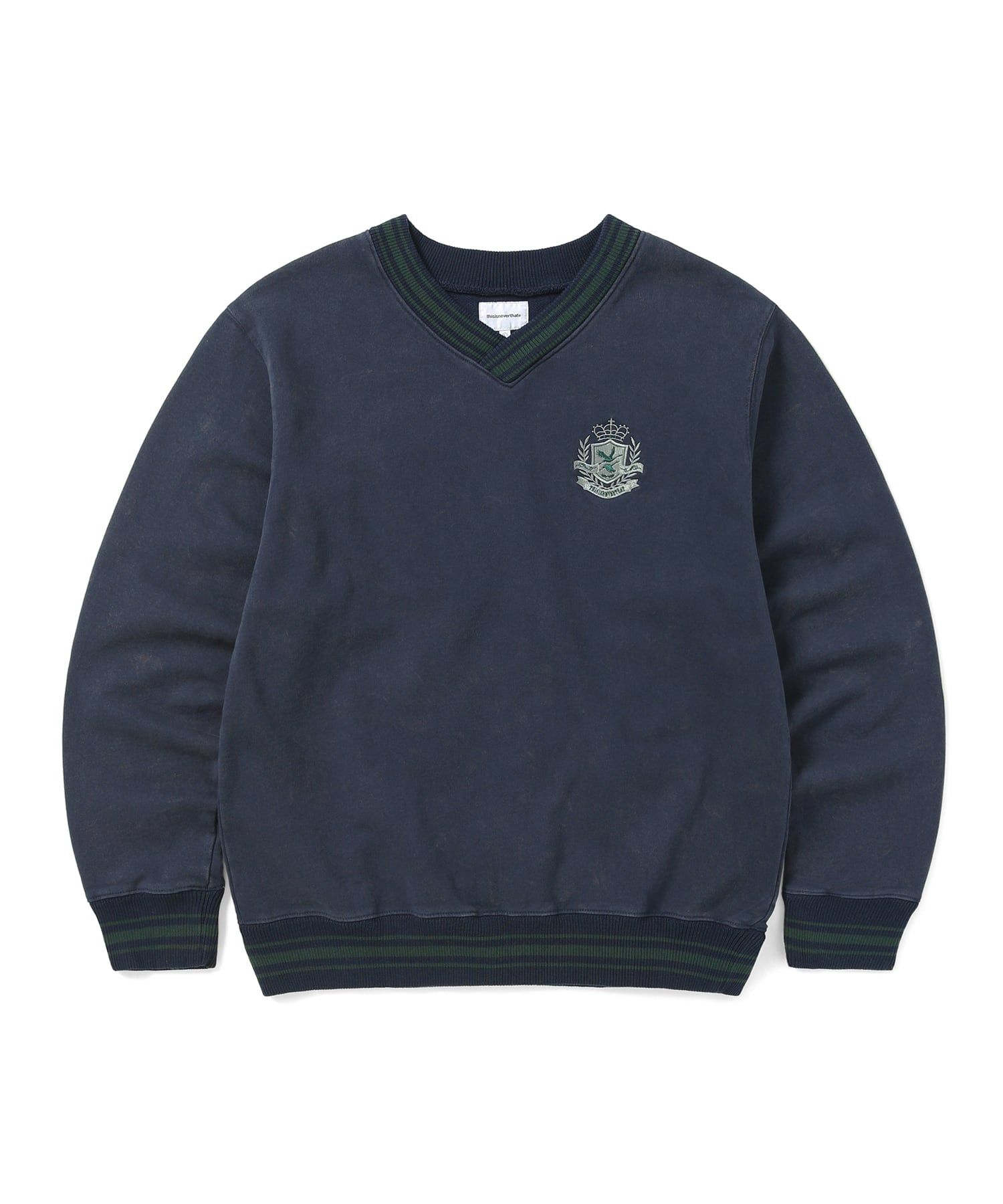さらに100円引き◆thisisneverthat◆V Neck Emblem Sweatshirt MUSINSA公式 | thisisneverthat® V Neck Emblem Sweatshirt Navy