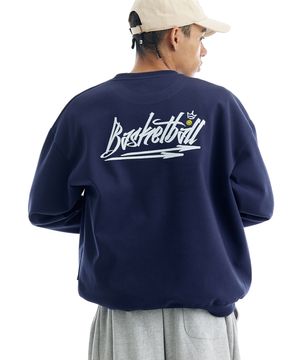 바스켓볼 아크 빅 로고 맨투맨 네이비