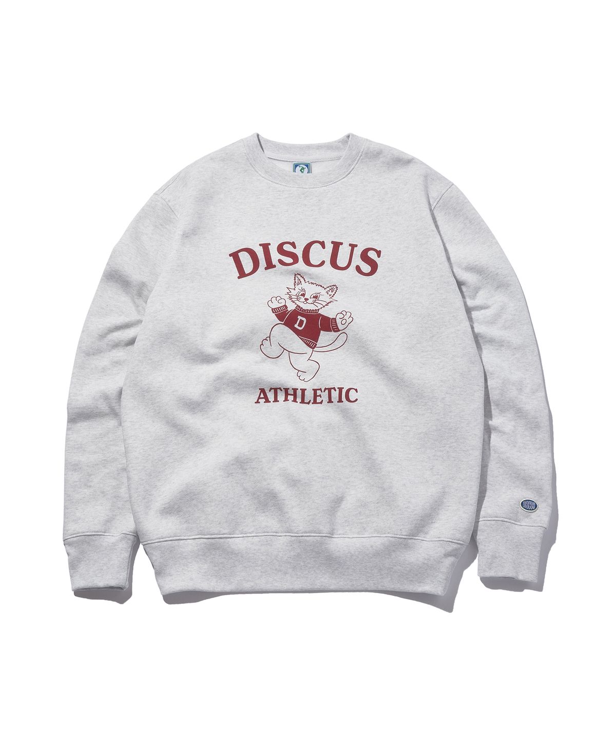 디스커스 애슬레틱(DISCUS ATHLETIC) 기모 레귤러 핏 고양이 스웨트 셔츠 멜란지 그레이