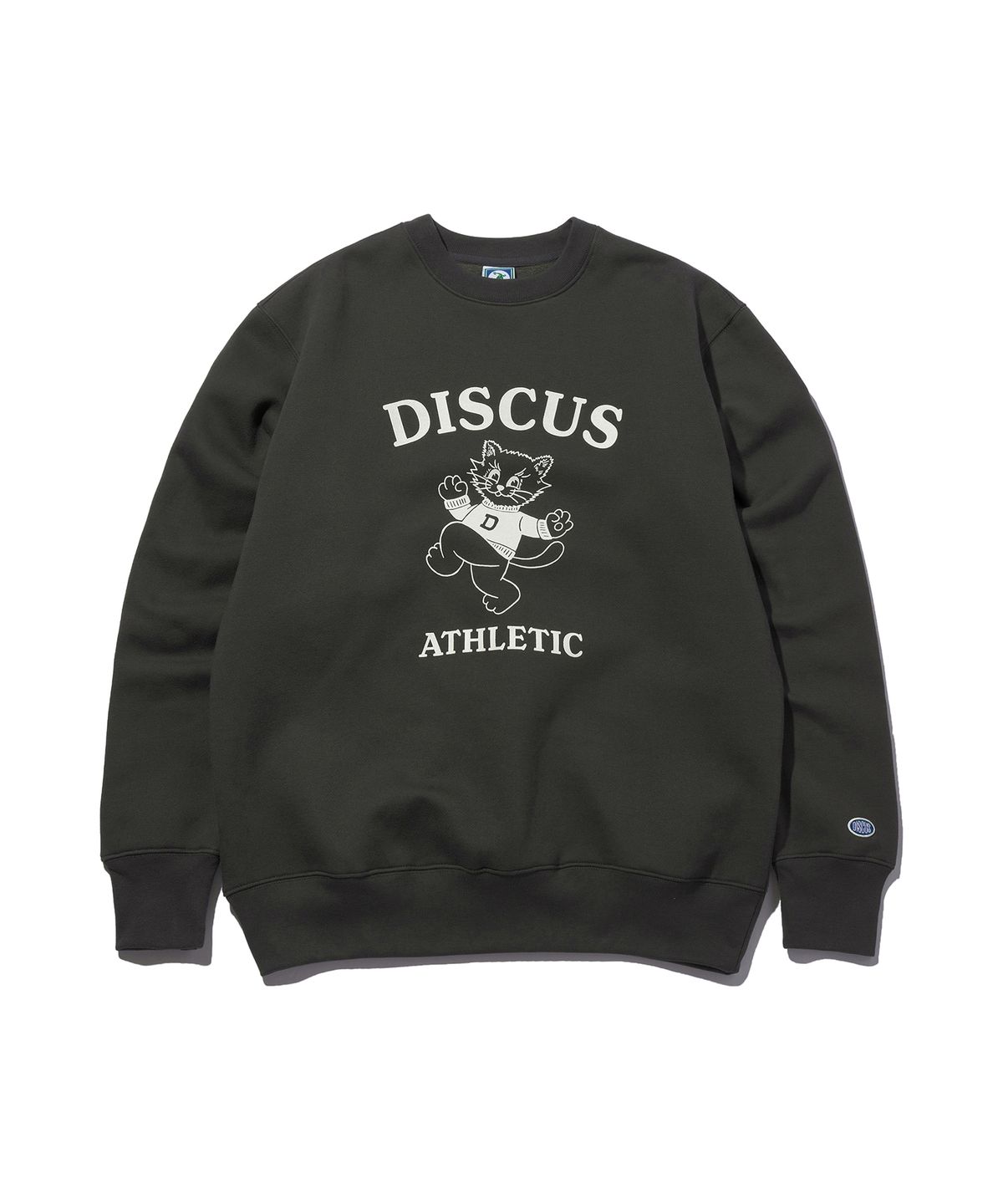 디스커스 애슬레틱(DISCUS ATHLETIC) 기모 레귤러 핏 고양이 스웨트 셔츠 차콜