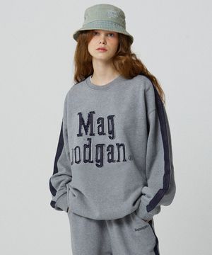 아카릿 3321A 데님패치워크 오버핏 멜란지그레이 셋업 스웨트셔츠