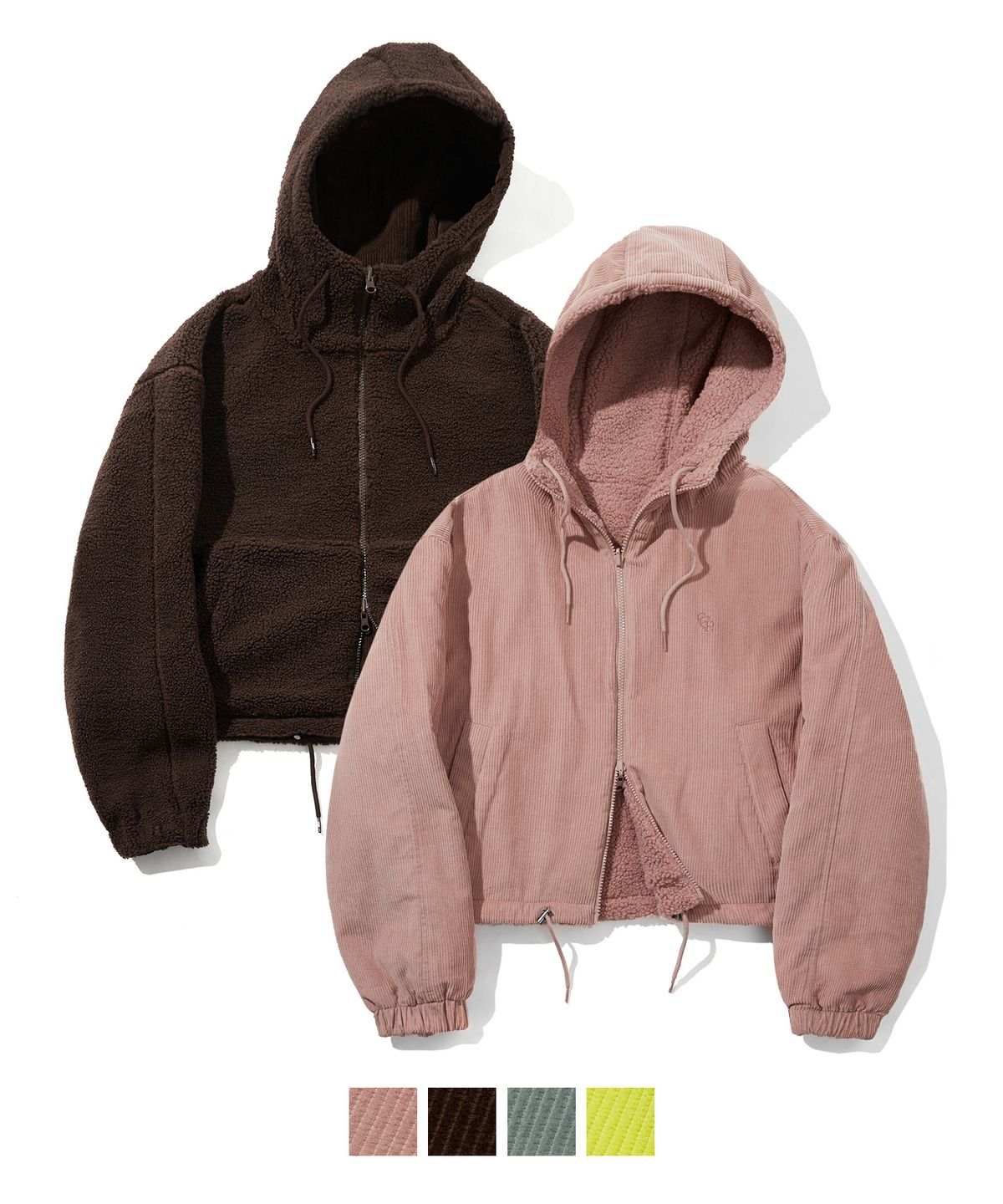 코드그라피(CGP) (우먼) 코듀로이 리버시블 플리스 크롭 후드집업_4color