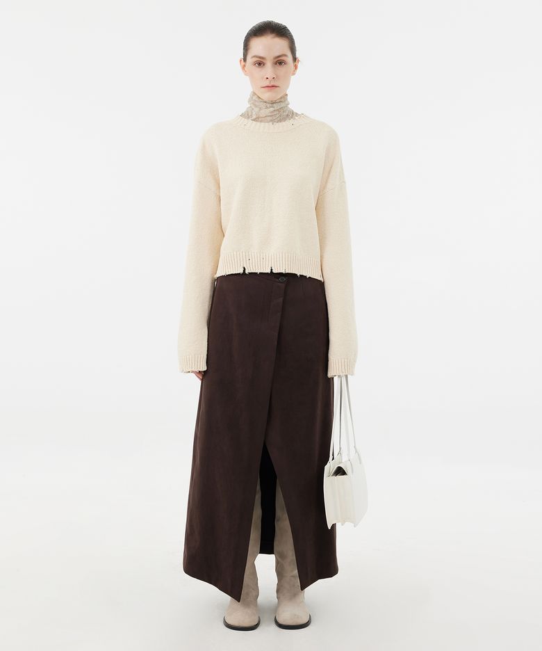 Damaged Cropped Knit  - Ivory