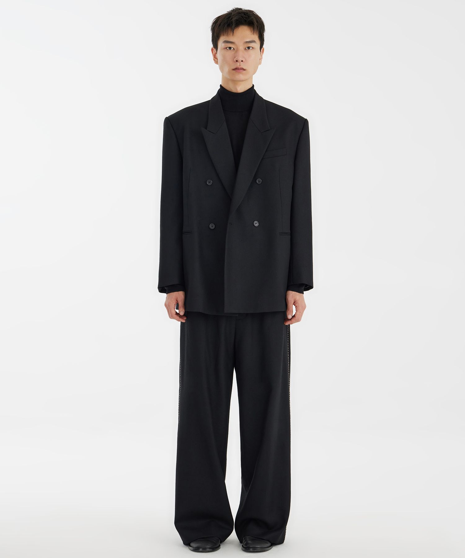 MUSINSA | YOUTH Oversized Double-Breasted Jacket - Black
