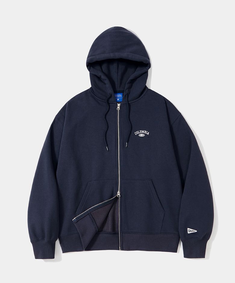 CU ARCH LOGO FLEECE ZIP-UP HOODIE 크라운네이비