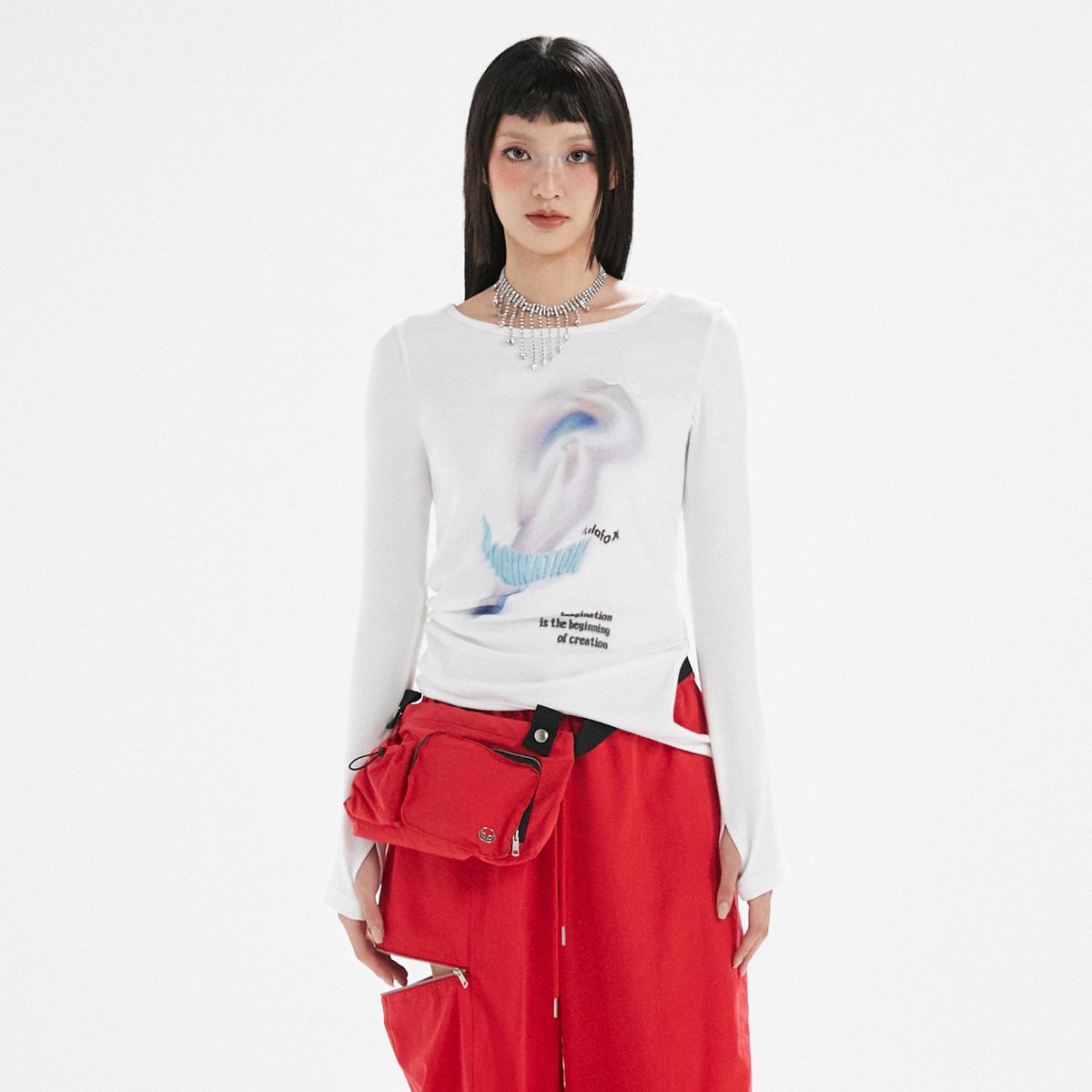 라라폭스(LALAFOX) IMAGINATION UNBALANCE CUT T-SHIRT WHITE BP3CL005