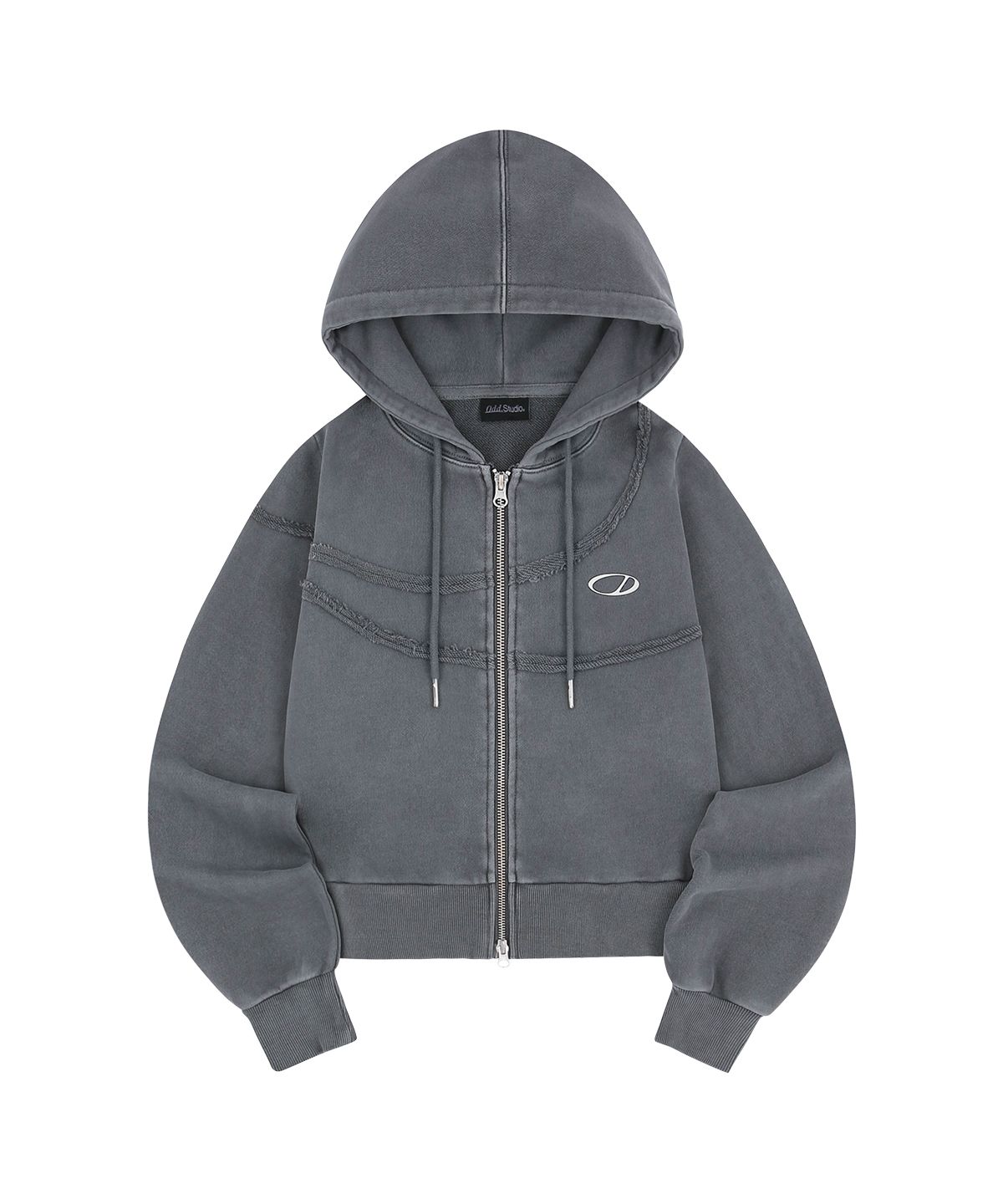 MUSINSA公式 | ODDSTUDIO Pigment cut-off hooded zip-up