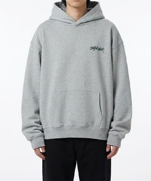 P.S 스마일 시그너처 로고 후드 멜란지