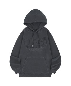 ODSD 피그먼트 데미지 오버핏 후드 - CHARCOAL