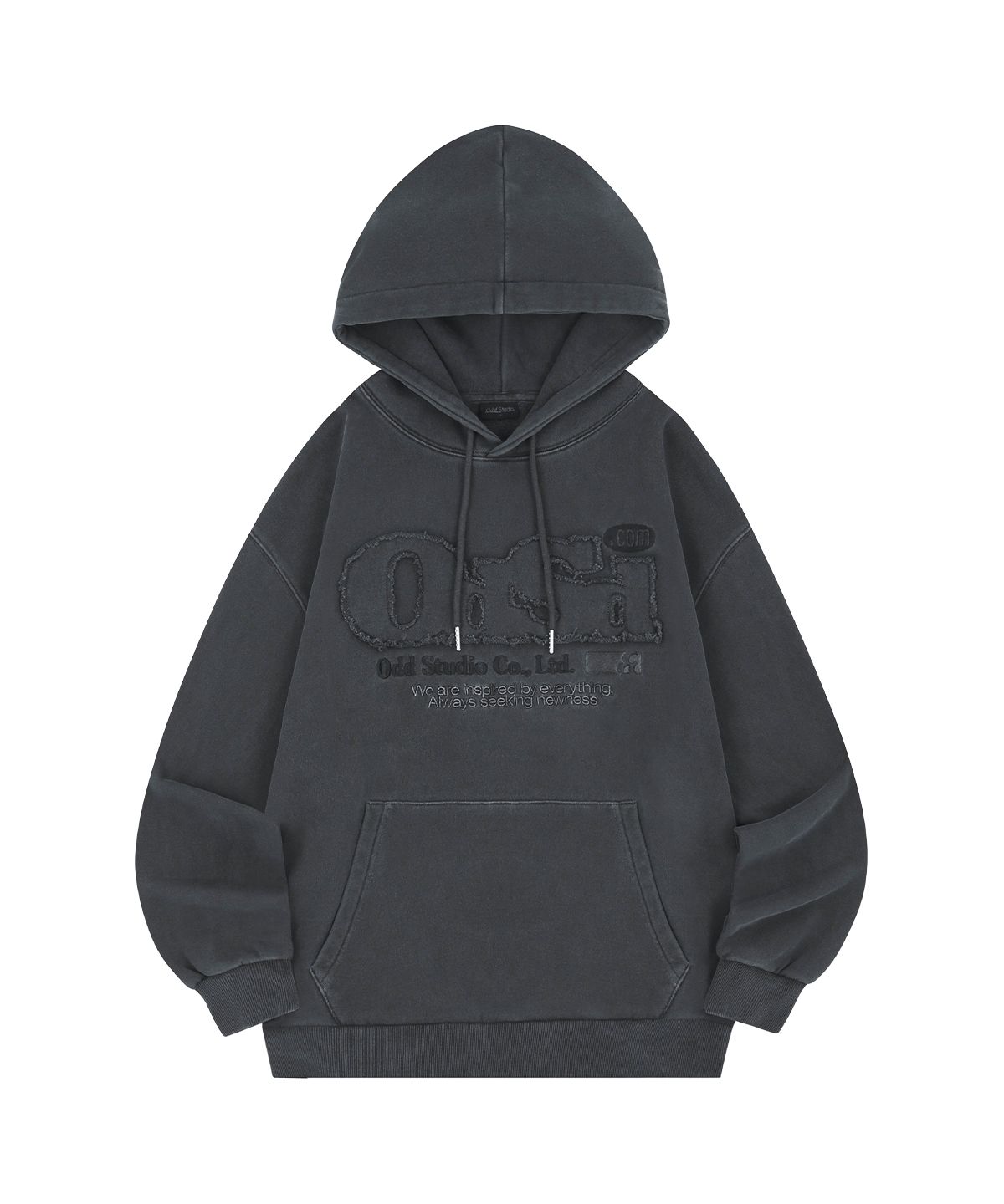 오드스튜디오(ODDSTUDIO) ODSD 피그먼트 데미지 오버핏 후드 - CHARCOAL