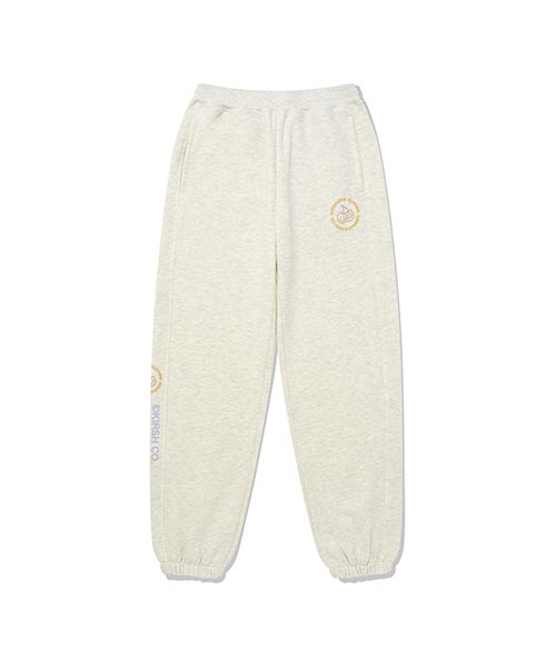 MUSINSA | KIRSH Doodle Cherry Circle Logo Jogger Pants [Oatmeal]