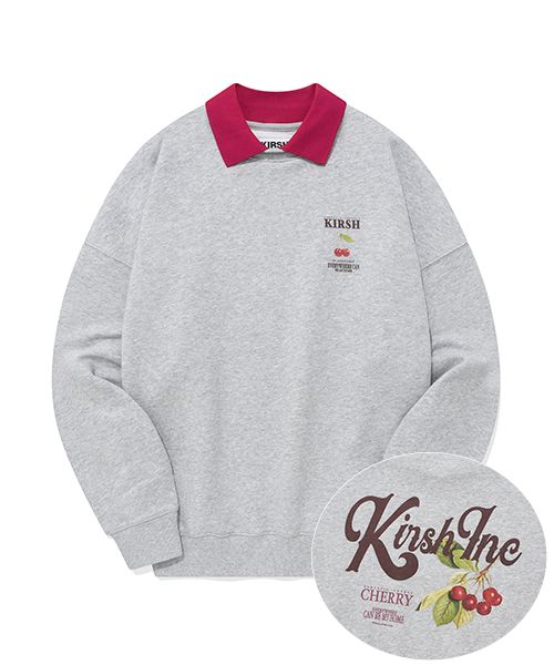 ★KIRSH★ Cherry Cara Point Sweatshirt Melange Grey MUSINSA | KIRSH Cherry collar point sweatshirt [melange gray]