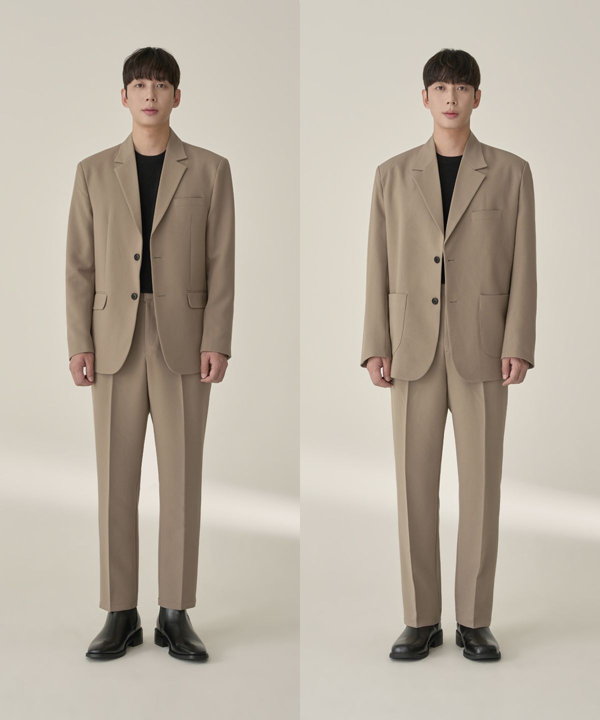 효지(HYOJI) [사계절][세트상품] 커스터마이징 핏 셋업 수트 (다크베이지)