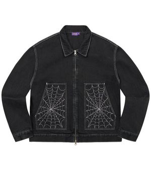 SPIDER WEB DENIM JACKET - BLACK