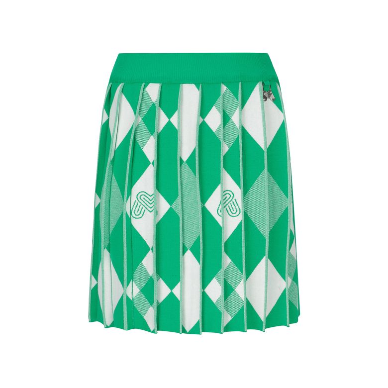 Argyle Knit Pleats Culotte_Green