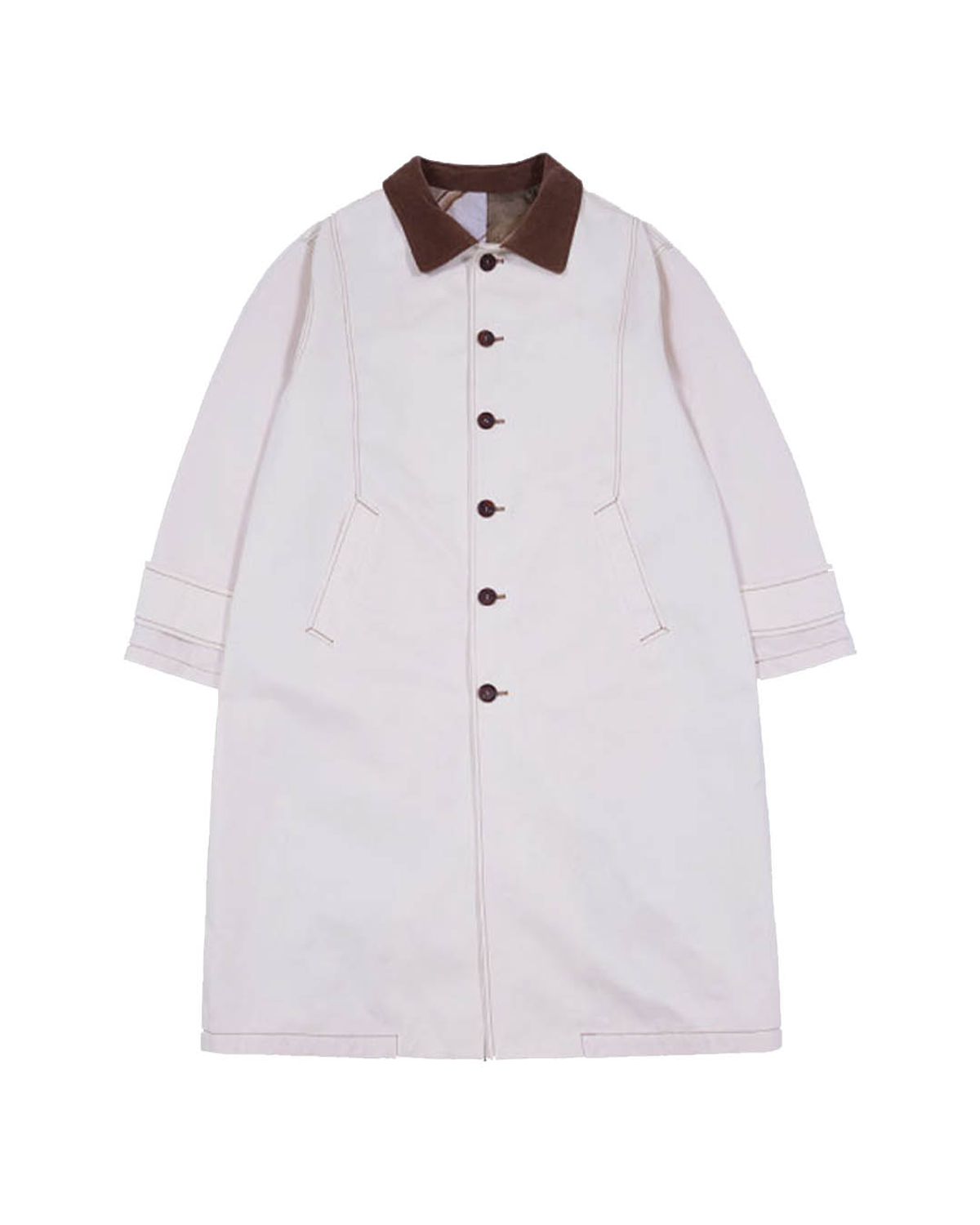 더뮤지엄비지터(THEMUSEUMVISITOR) CORDUROY COLLAR MAC COAT (BEIGE)