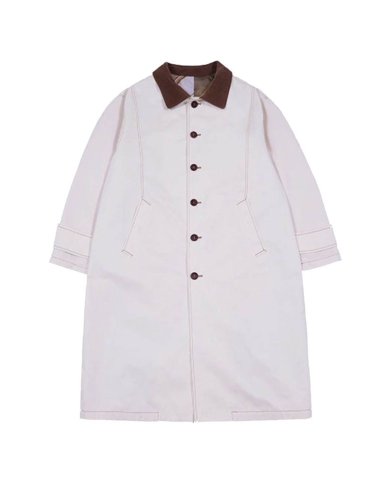CORDUROY COLLAR MAC COAT (BEIGE)
