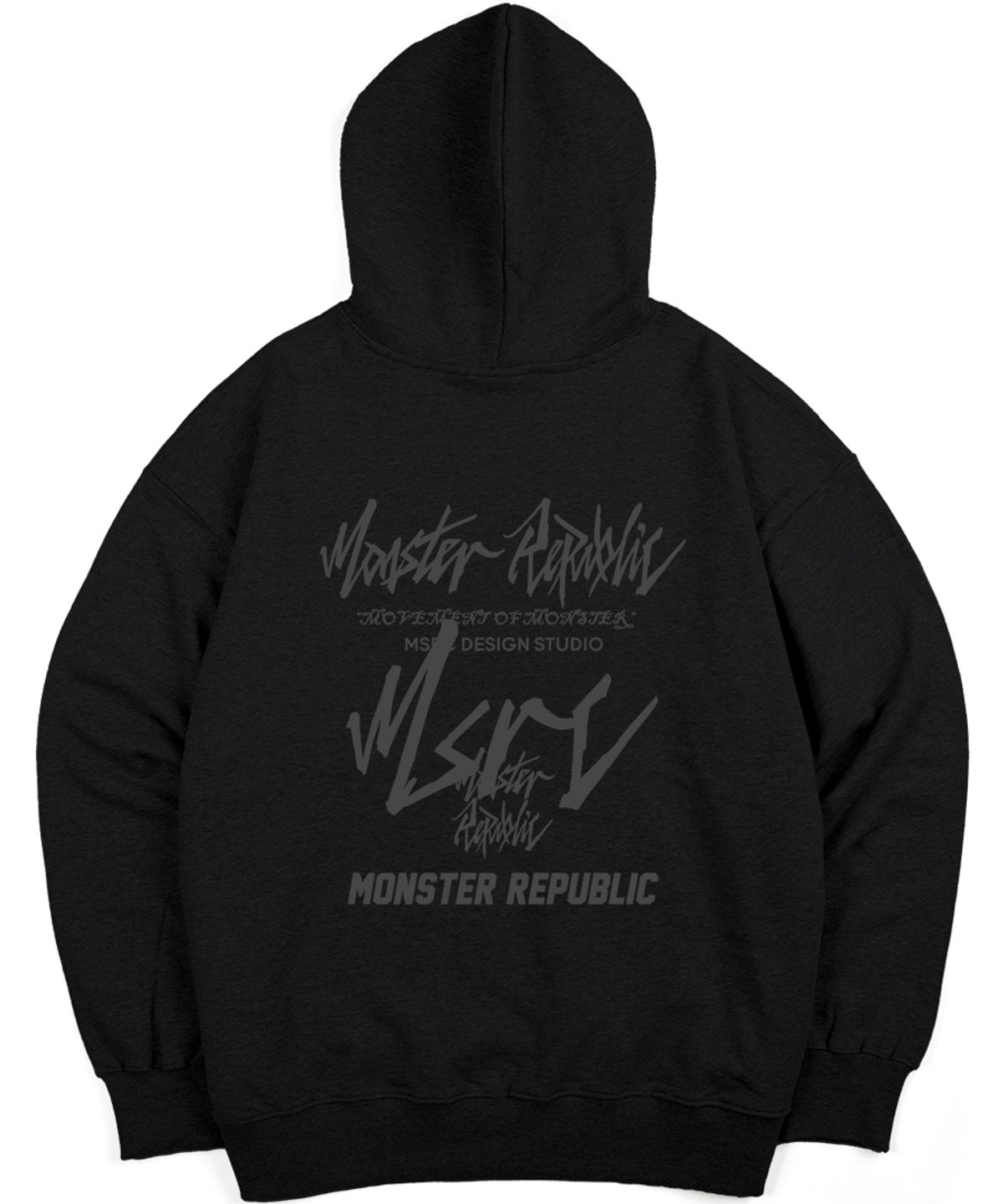 몬스터리퍼블릭(MONSTER REPUBLIC) 무브먼트 레터링 그레이 후드티 블랙