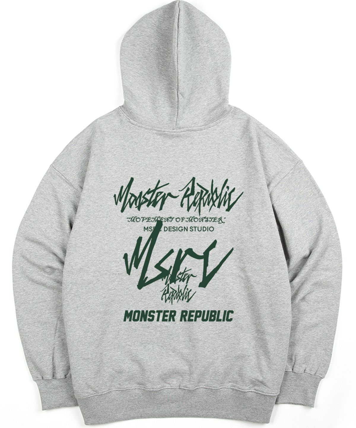 몬스터리퍼블릭(MONSTER REPUBLIC) 무브먼트 레터링 딥그린 후드티 그레이