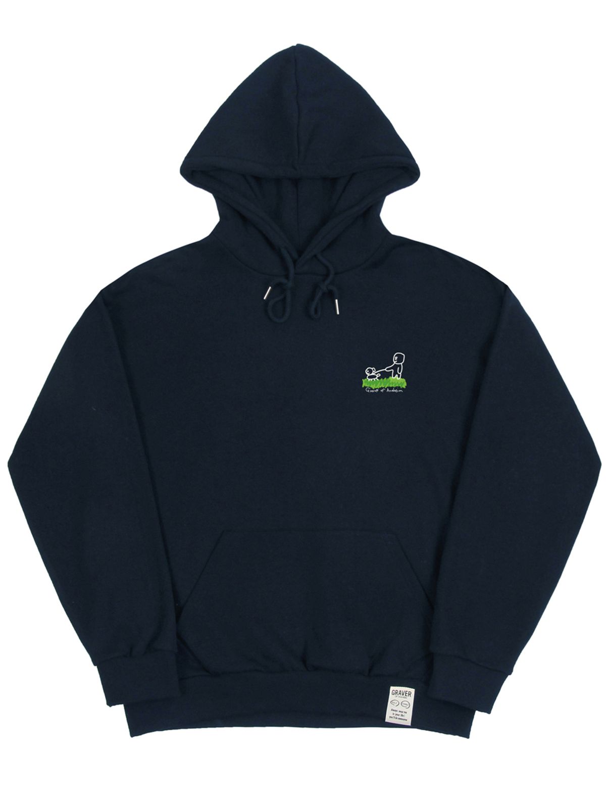 그레이버(GRAVER) [UNISEX]휴먼 퍼피 워크 후드티_네이비