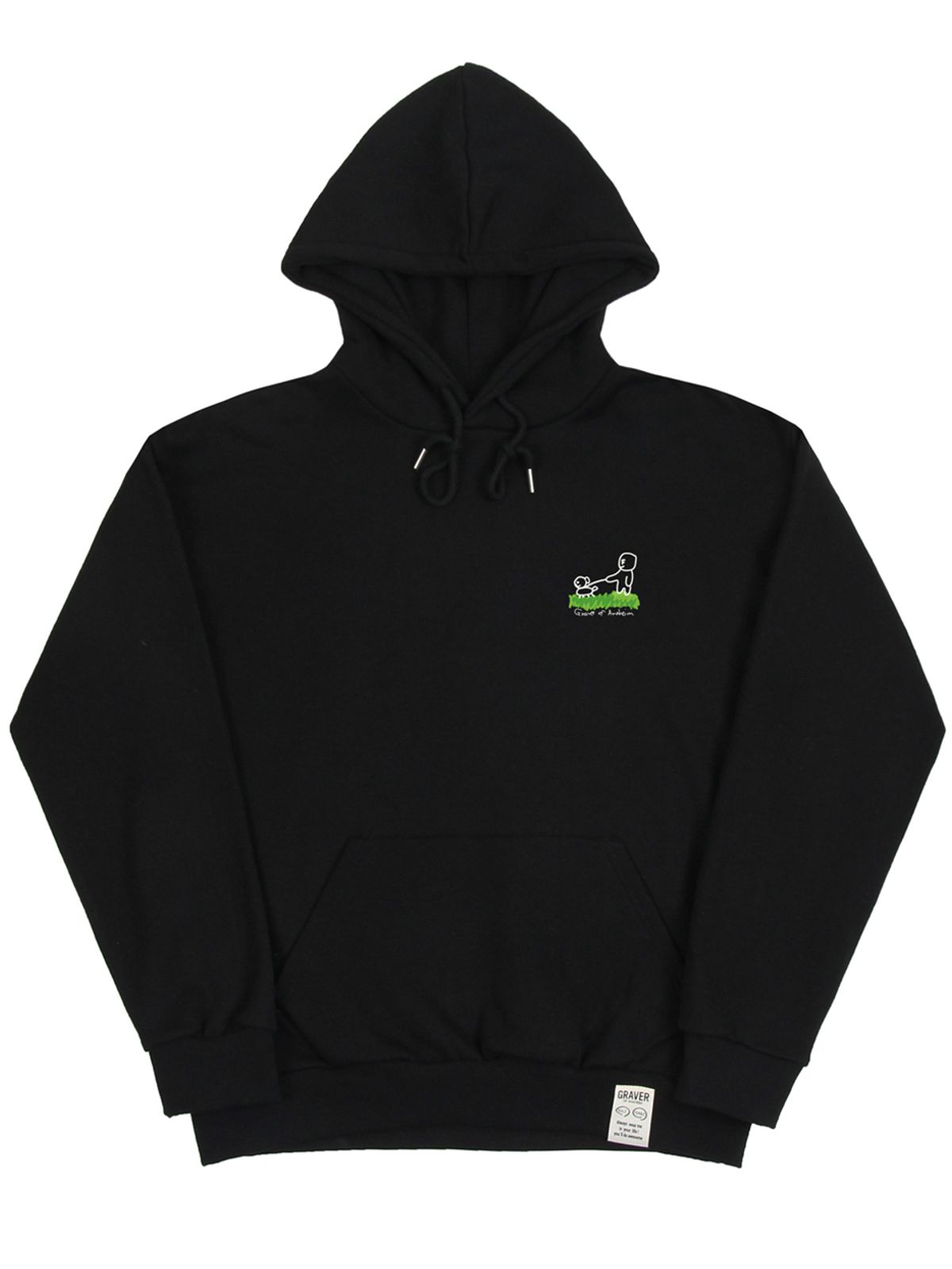 그레이버(GRAVER) [UNISEX]휴먼 퍼피 워크 후드티_블랙