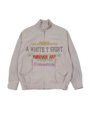 LETTERING PRINTED COTTON BLOUSON (BEIGE)