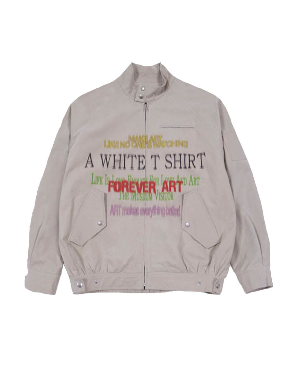 더뮤지엄비지터(THEMUSEUMVISITOR) LETTERING PRINTED COTTON BLOUSON (BEIGE)