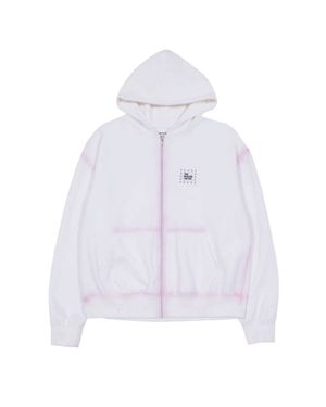 SPRAY PRINTED ZIP UP HOODY (WHITE)