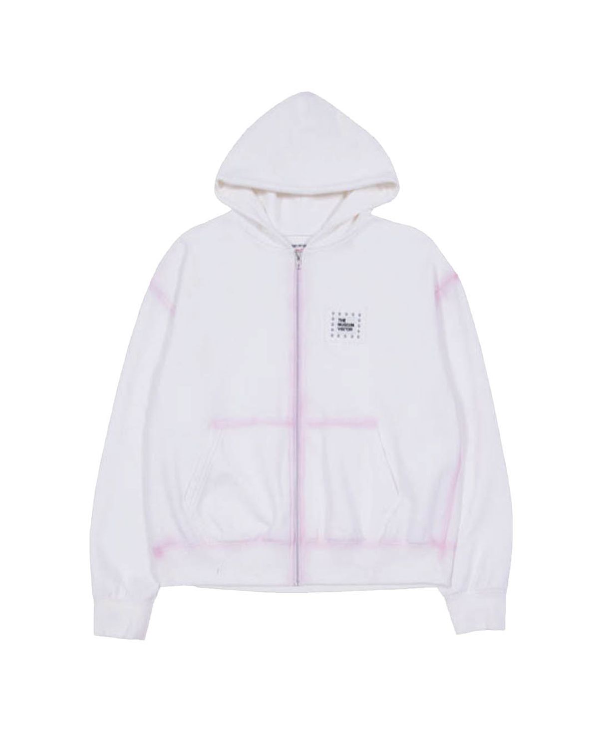 더뮤지엄비지터(THEMUSEUMVISITOR) SPRAY PRINTED ZIP UP HOODY (WHITE)