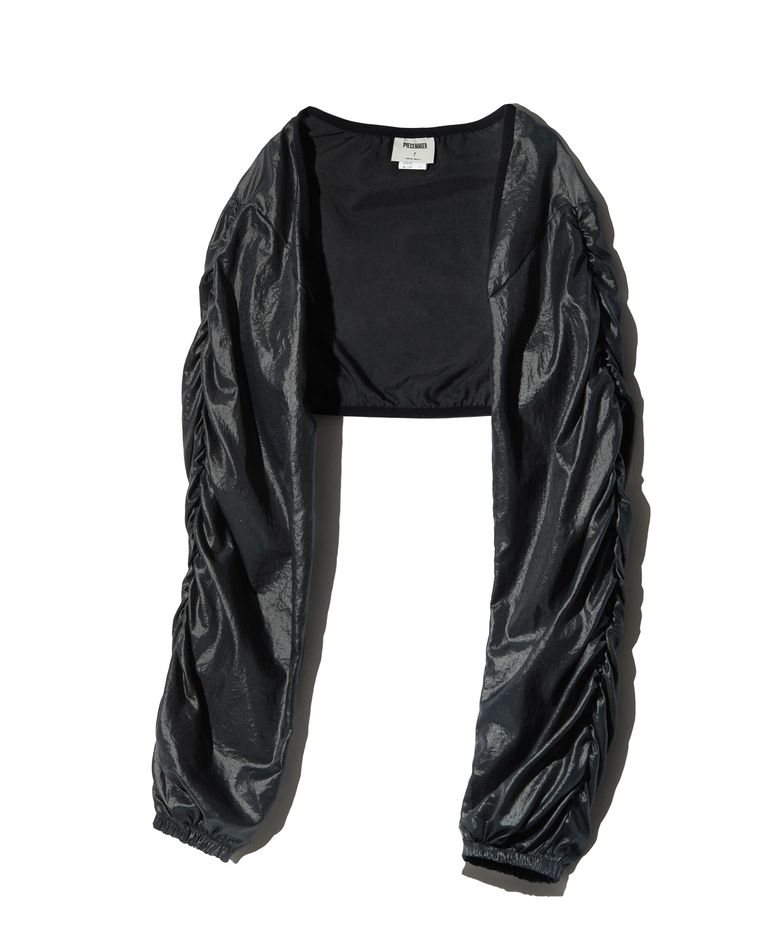 NYLON SHIRRING BOLERO (CHARCOAL)