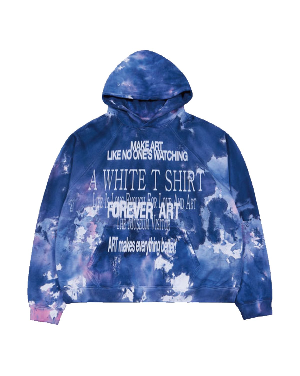 더뮤지엄비지터(THEMUSEUMVISITOR) LETTERING PRINTED TIE DYEING HOODY (NAVY)