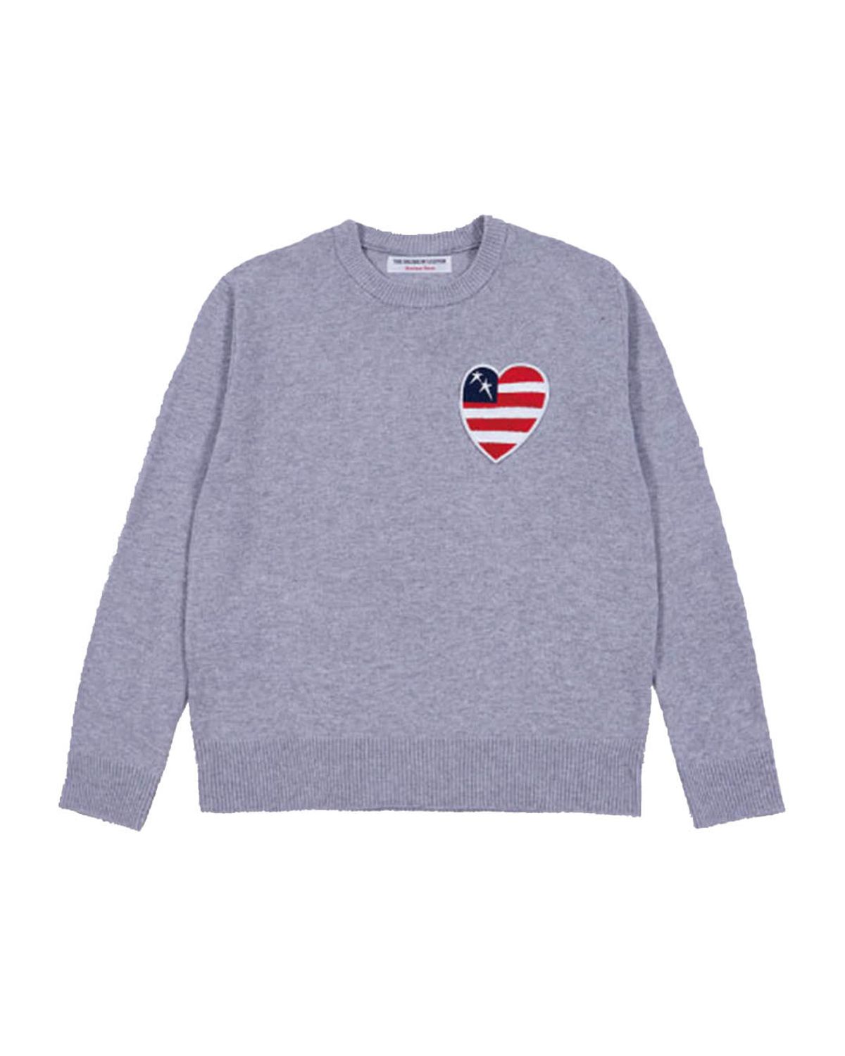 더뮤지엄비지터(THEMUSEUMVISITOR) US HEART PATCH STITCHED KNIT (GREY)