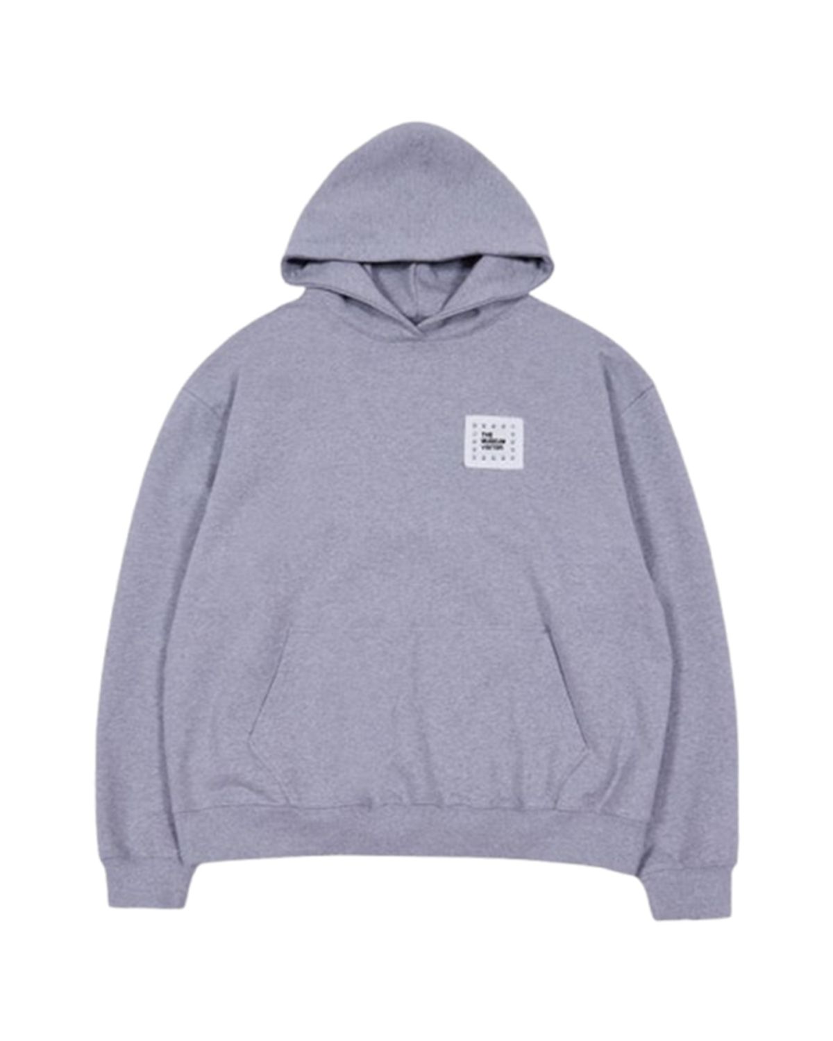 더뮤지엄비지터(THEMUSEUMVISITOR) CUBIC LOGO STITCHED ESSENTIAL HOODY (GREY)