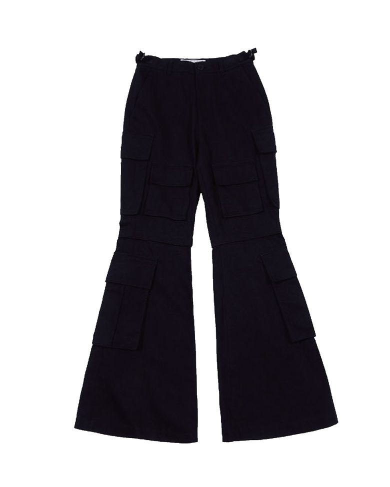 TEN FLAP POCKET BOOTSCUT CARGO PANTS (BLACK)