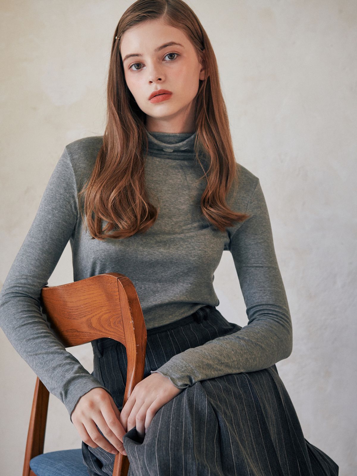 오앨(OUEL) WOOL SPAN TURTLENECK_GREY