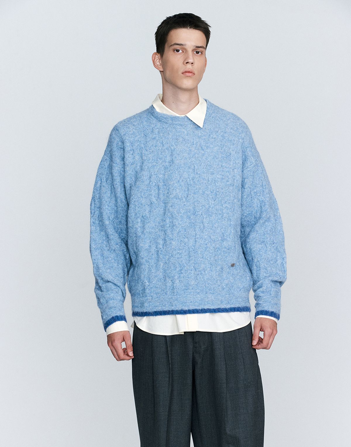 호이테(HEUTE) MOHAIR CURVE PULLOVER (BLUE)