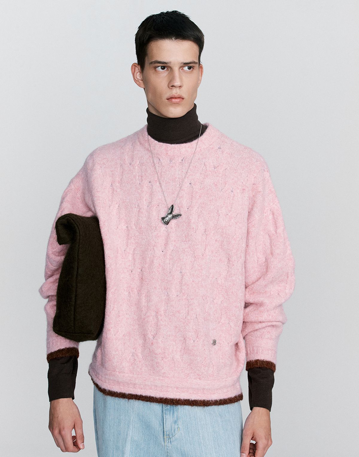 호이테(HEUTE) MOHAIR CURVE PULLOVER (PINK)