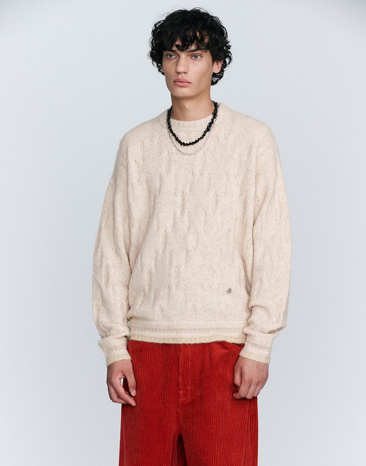 호이테(HEUTE) MOHAIR CURVE PULLOVER (BEIGE)