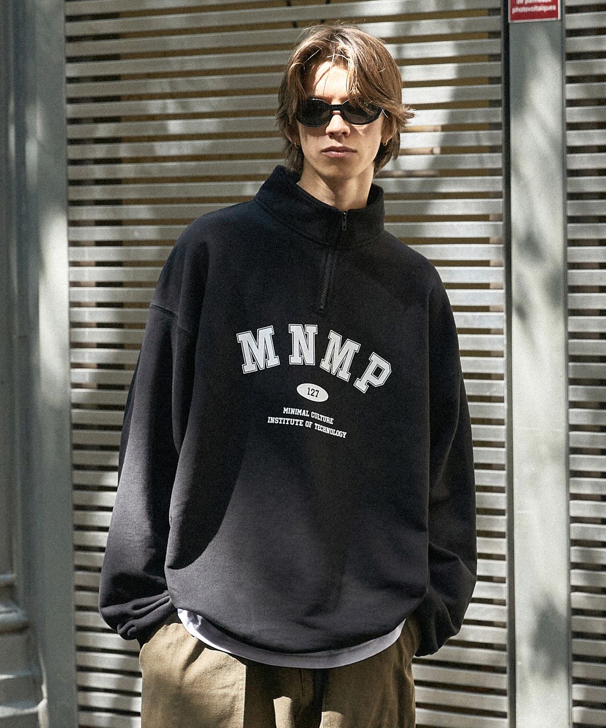 미니멀프로젝트(MINIMALPROJECT) MNMP 하프 집업 맨투맨 티셔츠 MZT708 [BLACK]