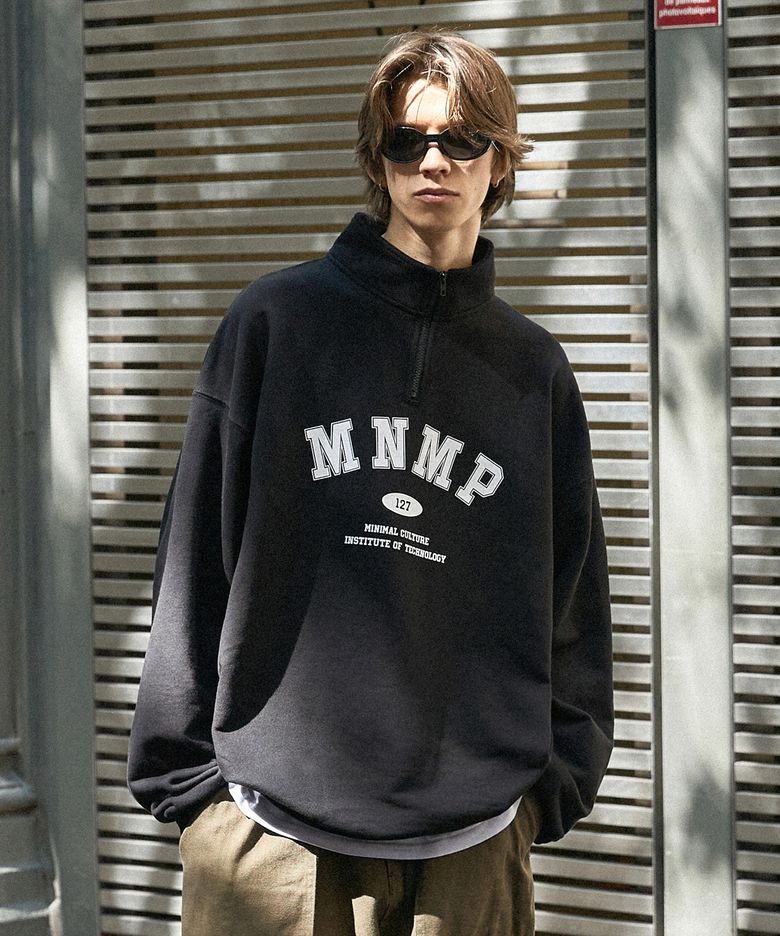 MNMP 하프 집업 맨투맨 티셔츠 MZT708 [BLACK]